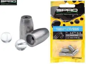 Spro Stainless Steel Bullet Sinker + Glass Beads