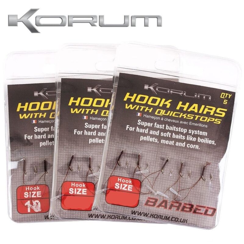 Korum Barbed Hook Hairs With Quickstops